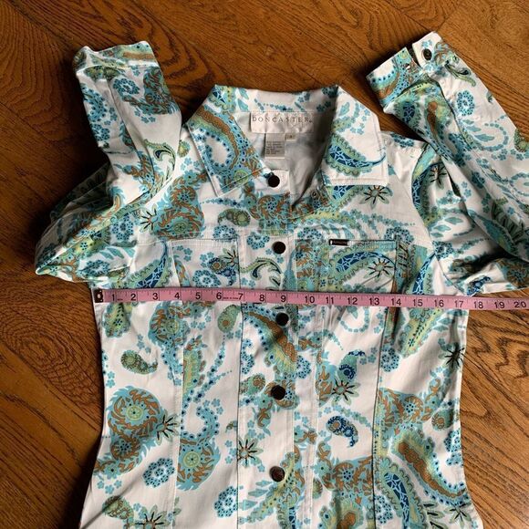 𝅺Doncaster‎ Paisley Print Denim Style Jacket - Picture 7 of 11